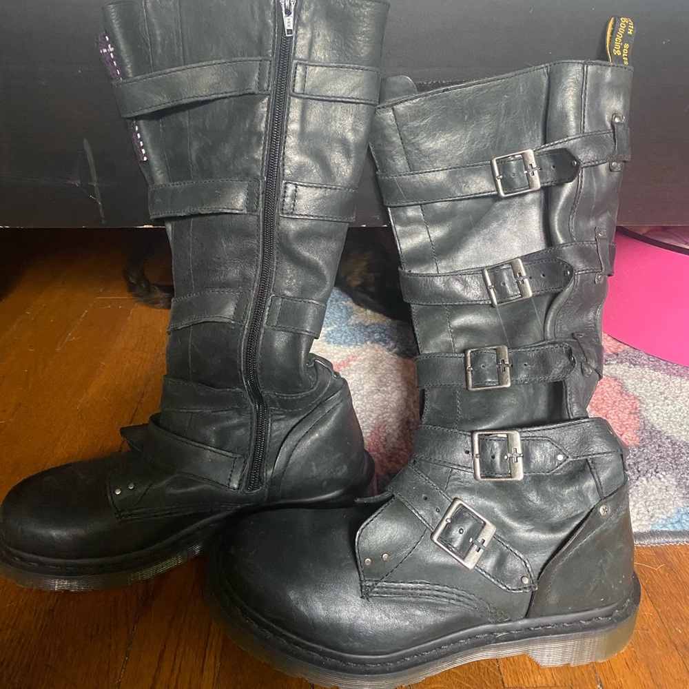 Rare Dr Martens Phina Knee-High Buckle Boots